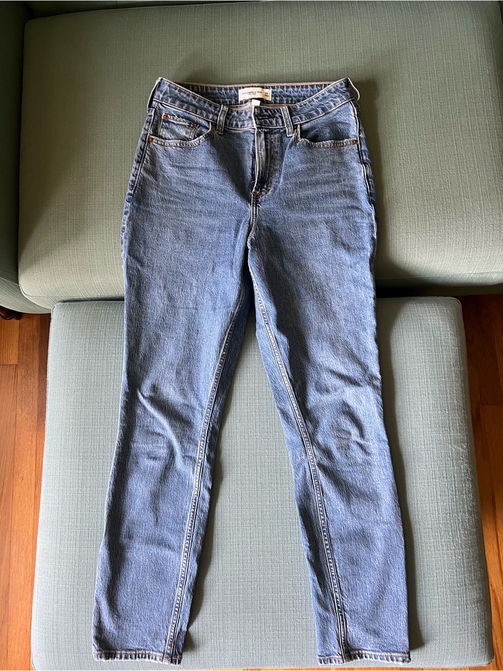 Abercrombie & Fitch Curve Love Light Blue High-Rise Slim Jeans